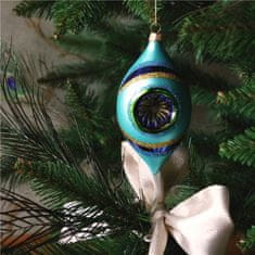 Decor By Glassor Vánoční oliva tyrkysová s reflektorem