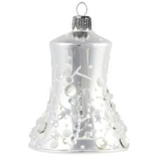 Decor By Glassor Zvonek stříbrný s dekorem mrazivých kapek