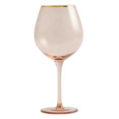 Decor By Glassor Sklenička na víno se zlatým okrajem růžová