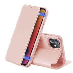 Dux Ducis Skin X knížkové kožené pouzdro na iPhone 12 / 12 Pro, růžové