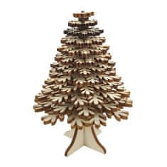 AMADEA Dřevěná dekorace 3D strom přírodní 11 cm