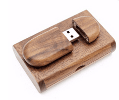 SET: Dřevěný USB ovál + box, ořech, 32 GB, USB 2.0