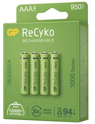 GP ReCyko punjiva baterija, 1000 mAh, HR03, 4 kos