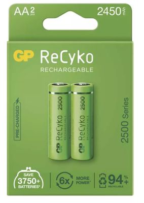 GP ReCyko punjive baterije, 2500 mAh, HR6, AA, 2 kom