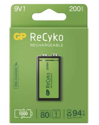 GP ReCyko polnilni bateriji, 200 mAh, 9 V, 1 kos