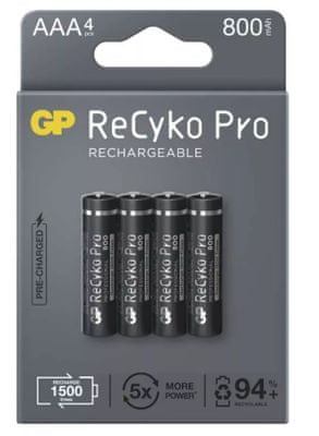 GP ReCyko Professional polnilni bateriji, HR03, AAA, 4 kos