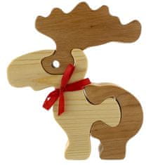 AMADEA Dřevěné puzzle sob, masivní dřevo dvou druhů dřevin, 16 cm