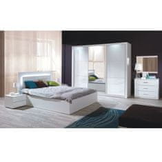ATAN Manželská postel ASIENA,160x200 - bílá / vysoký bílý lesk HG