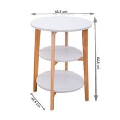ATAN Příruční stolek KASE - bílá/přírodní