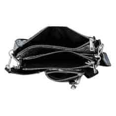 Laura Biaggi Módní dámská menší koženková kabelka s hadím potiskem Valentina Laura Biaggi, černá/stříbrná