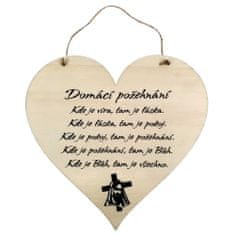 AMADEA Dřevěné srdce s textem Domácí požehnání..., 21 x 20 cm
