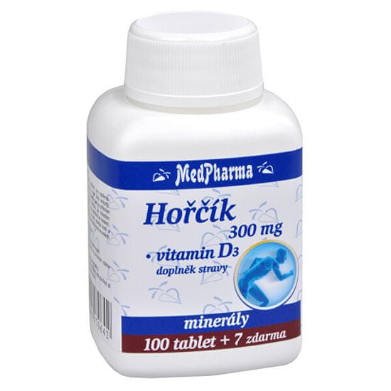 MedPharma Hořčík 300 mg + vitamín D3 100 + 7 tablet ZDARMA