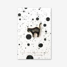 Decor By Glassor Smaltovaný pin černá kočka