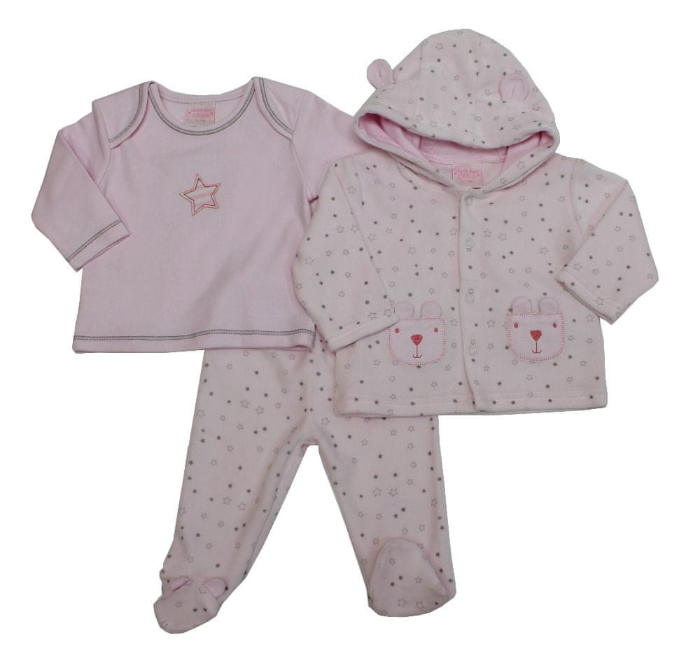 Just Too Cute Komplet kojenecký velur – hvězdičky – růžový růžová 68