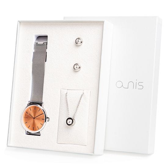 A-NIS dámský dárkový set hodinek, náhrdelníku a náušnic AS100-10