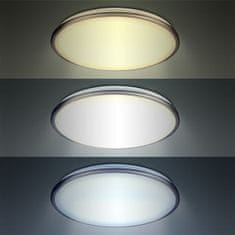 LED stropní světlo Silver, kulaté, 24W, 1800lm, stmívatelné, dálkové ovládání, 38cm