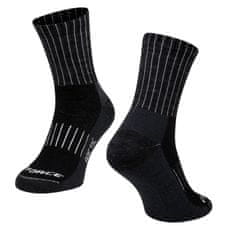 Force Zimní cyklistické ponožky ARCTIC s vlnou Merino - černé, L/XL