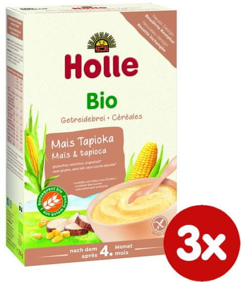 Holle Bio kaše kukuřičná s tapiokou - 3 x 250g