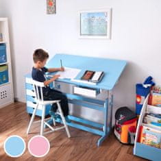 tectake Dětský psací stůl rostoucí 109x55x63-94cm - modrá