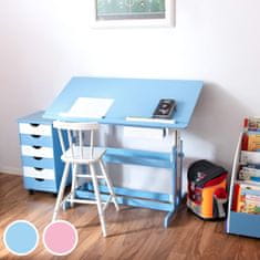 tectake Dětský psací stůl rostoucí 109x55x63-94cm - modrá