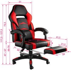 tectake Kancelářská židle s opěrkou pro nohy - černá/červená
