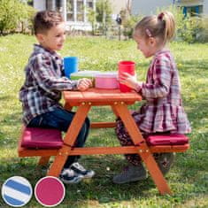 tectake Dětská pikniková lavice s polstrováním - modrá/bílá