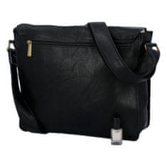 Paolo Bags Praktická a módní univerzální velká koženková taška s klopou Berta, černá
