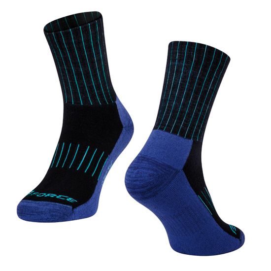 Force Zimní cyklistické ponožky ARCTIC s vlnou Merino - modré