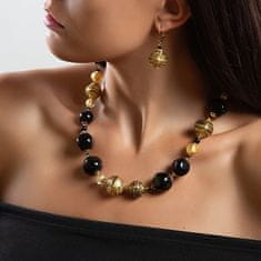 Lampglas Luxusní souprava šperků Golden Tiger z perel Lampglas s 24karátovým zlatem CQ5 (náhrdelník, náušnice