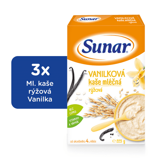Sunar vanilková kaše mléčná rýžová 3 x 225 g