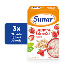 Sunar jahodová kaše mléčná rýžová 3 x 225 g