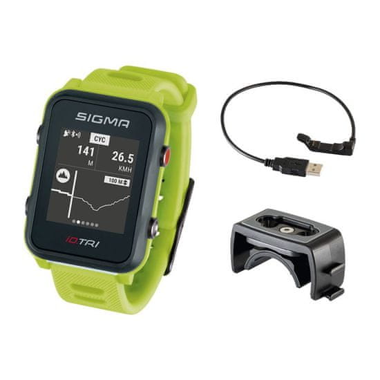 Sigma iD.TRI Basic multisportovní hodinky - neon zelené