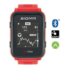 Sigma iD.TRI Basic multisportovní hodinky - neon červená