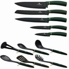 Berlingerhaus Sada nožů a kuchyňského náčiní ve stojanu 12 ks Emerald Collection