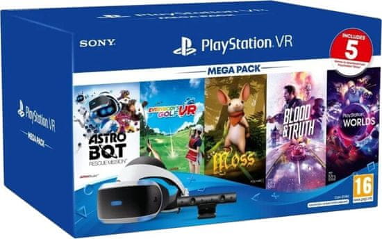 Sony PlayStation VR v2 + Kamera v2 + PS5 adaptér + 5 her (PS719809296)