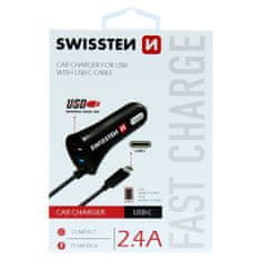 SWISSTEN CAR CHARGER USB-C AND USB 2,4A POWER