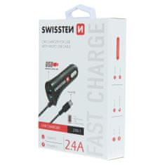 SWISSTEN CAR CHARGER MICRO USB AND USB 2,4A POWER
