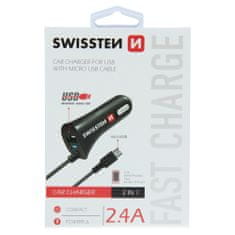 SWISSTEN Swissten Cl Autonabíječka Micro Usb A Usb 2,4A Power 8595217440579