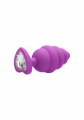 Shots Toys Ouch! Regular Ribbed Diamond Heart Plug purple anální kolík
