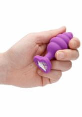 Shots Toys Ouch! Large Ribbed Diamond Heart Plug purple anální kolík
