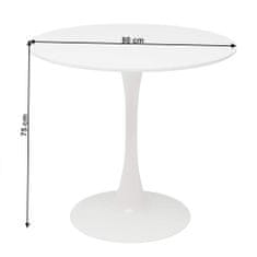 KONDELA Kulatý jídelní stůl Reventon 80x75 cm - bílá matná
