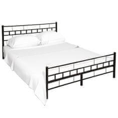 KONDELA Kovová manželská postel s roštem Tajgi 180x200 cm - Černá
