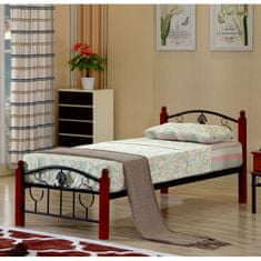KONDELA Kovová jednolůžková postel s roštem Magenta 90 - černý kov / tmavý dub