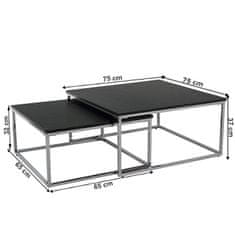 KONDELA Konferenční stolek (2 ks) Amias - černá / chrom