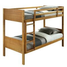 KONDELA Dřevěná patrová postel s rošty Makira 90 - dub