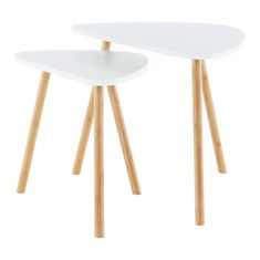 KONDELA Konferenční stolek (2 ks) Bismak - bílá / přírodní