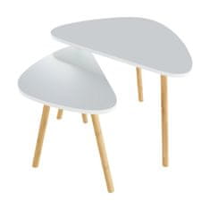 KONDELA Konferenční stolek (2 ks) Bismak - bílá / přírodní