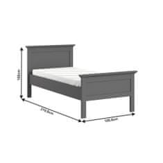 KONDELA Jednolůžková postel Paris 90x200 cm - šedá