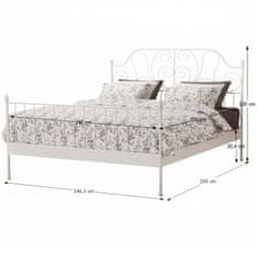 KONDELA Kovová manželská postel s roštem Behemoth 140 - bílá