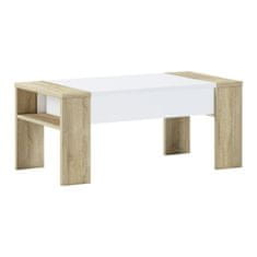 KONDELA Konferenční stolek s úložným prostorem Pula - dub sonoma / bílá